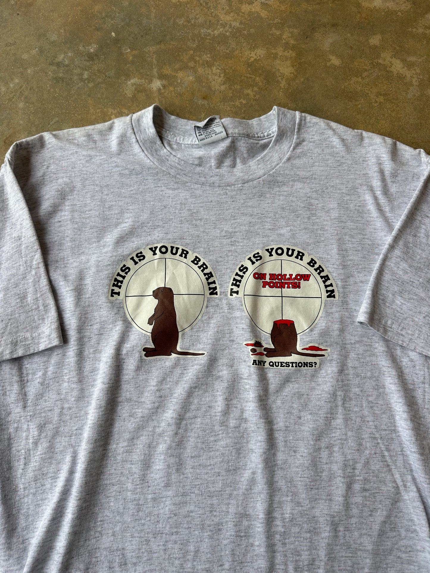 Vintage this is your brain on hollow points beaver tshirt (XL)