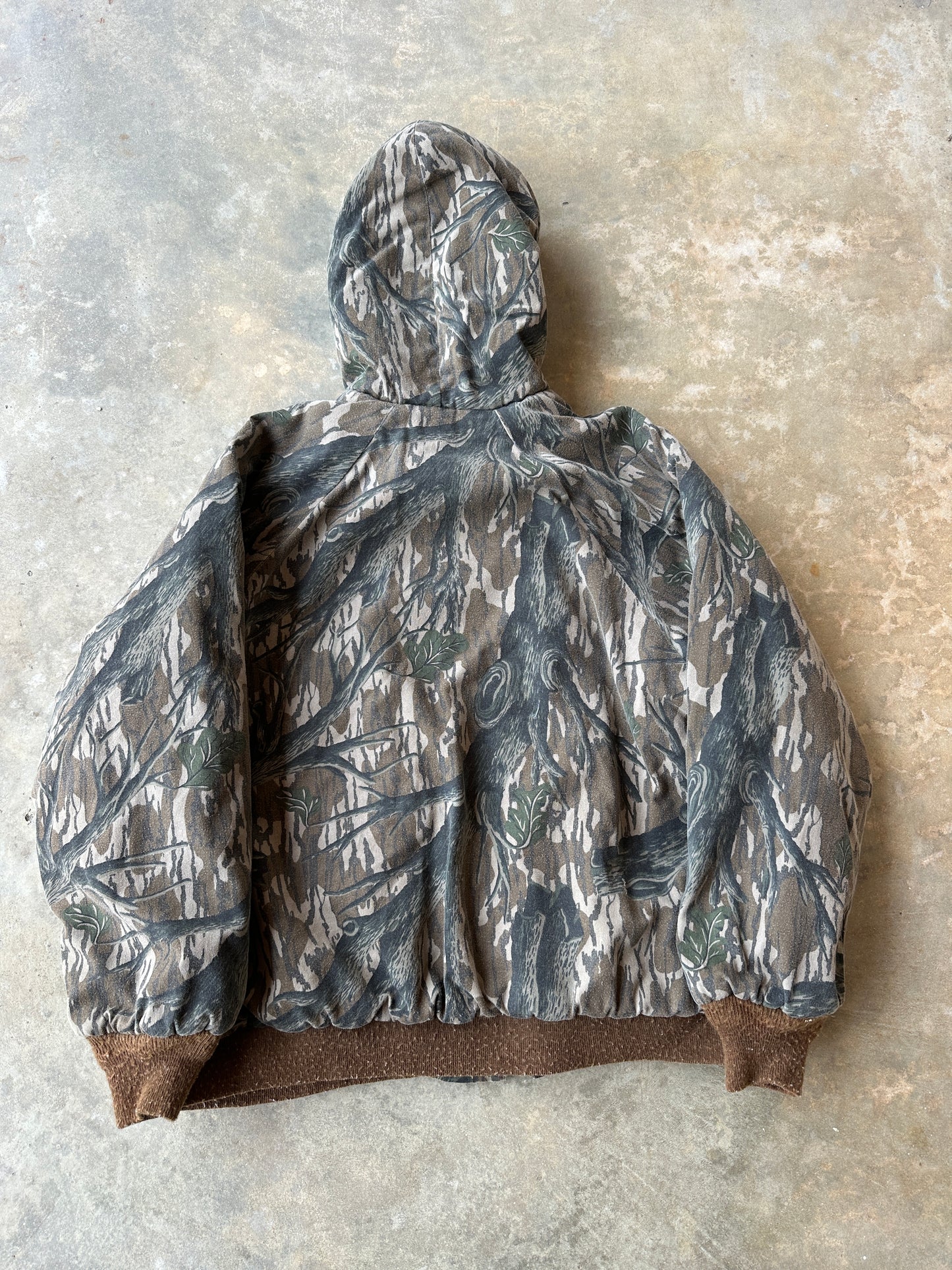 Vintage mossy oak tree stand camo hooded jacket (XL)