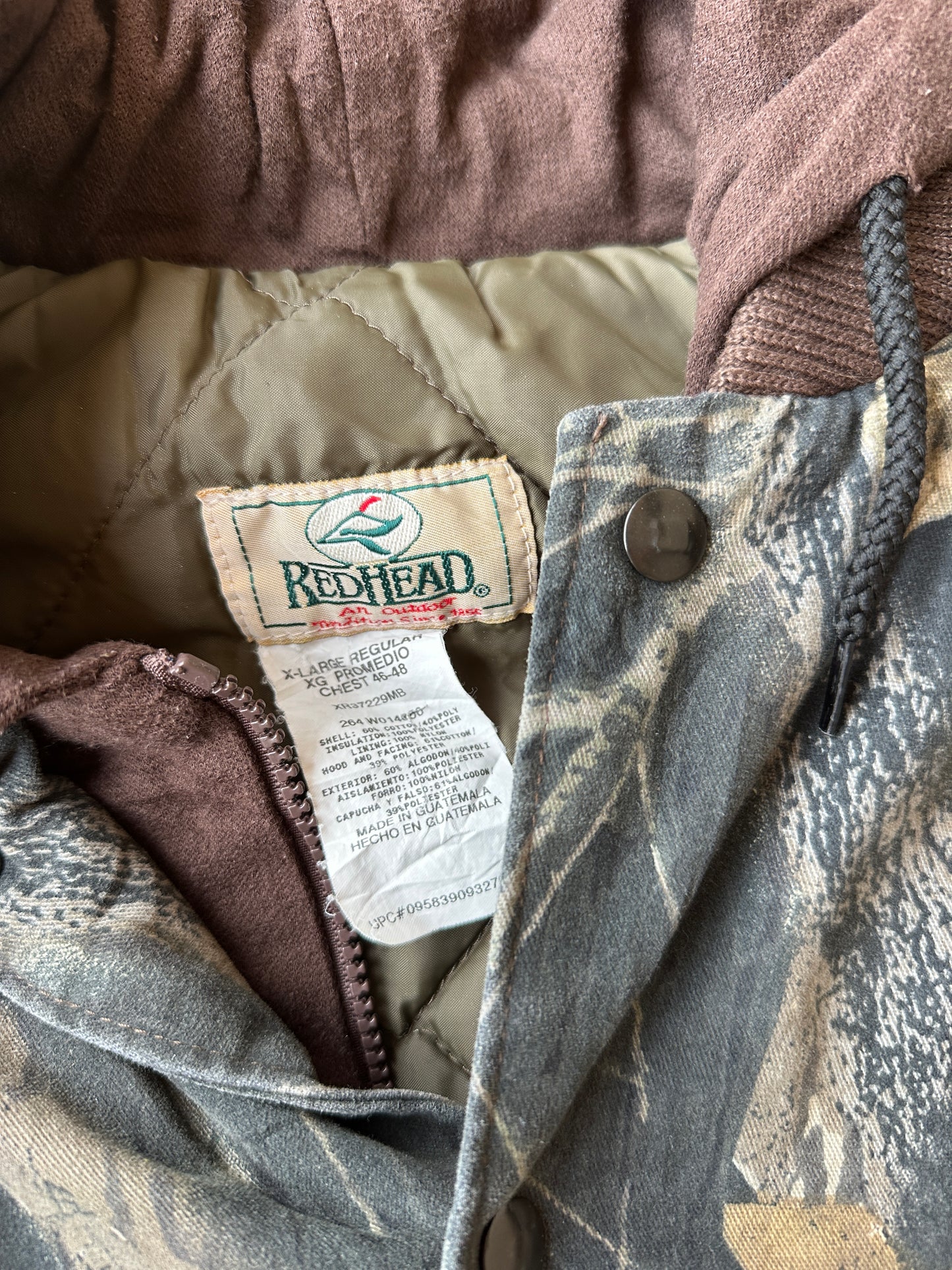 Vintage red head camo hooded jacket (XL)